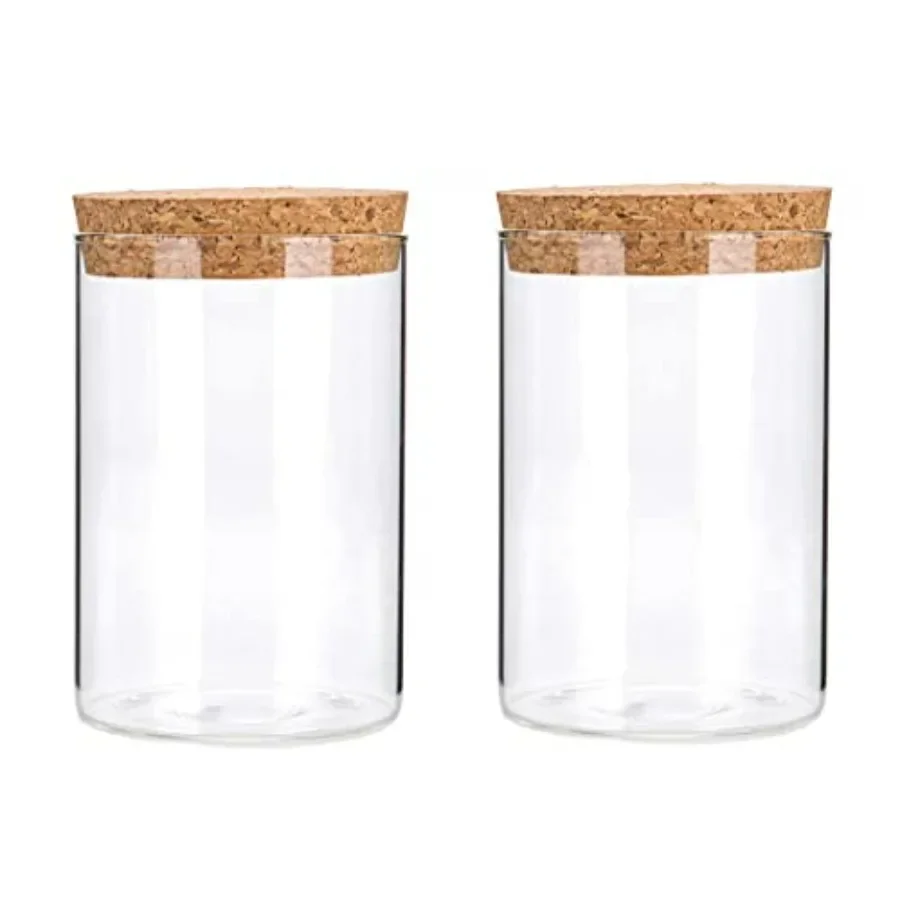 

2PCS 300ml/10oz Glass Food Storage Containers Kitchen Storage Containers With Cork Lids Empty Clear Glass Bottles for Coffee Bea