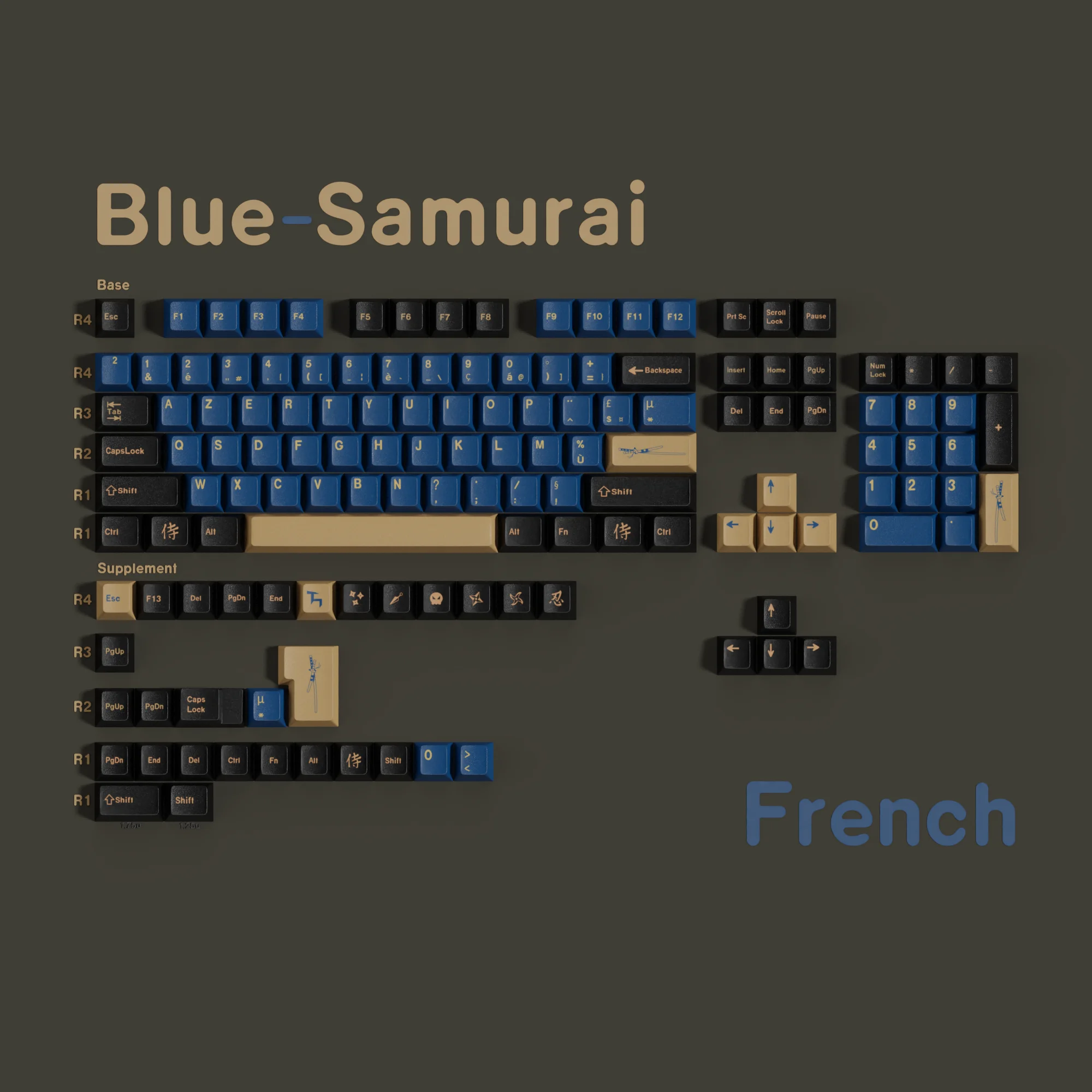 GMK Blue Warrior Keycaps PBT Sub Dye Cherry Profile Blue Samurai Duits/Koreaans/Spaans/Russisch/Arabisch voor mechanische toetsenborden