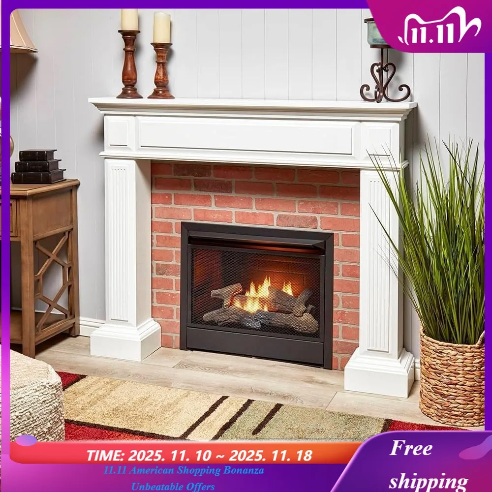 

Безвоздушные нагреватели 26 000 БТЕ, 1,350 квадратных футов, двойной топливный газовый камин без зазора, вставка с дистанционным управлением, черный