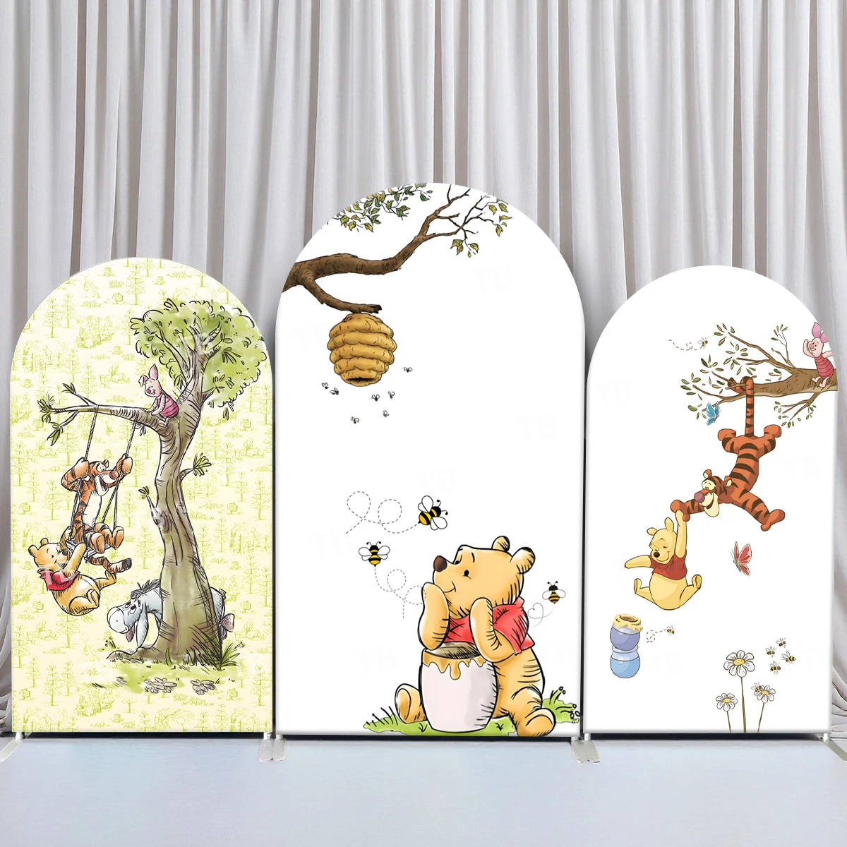 

TB Disney Winnie The Pooh Theme Arch Backdrop Cover for Kids Birthday Party Decor Baby Shower Photo Background Elastic Fabric