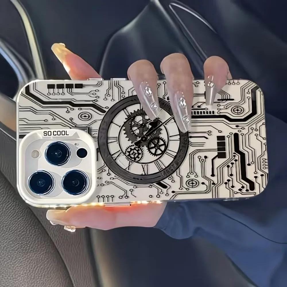 Mechanical Wind Circuit Board Pattern IMD Phone Case For iPhone 17 16 15 14 13 12 11 Pro Xs Max Plus Air Mini XR X 17e 16e Cover - view 4