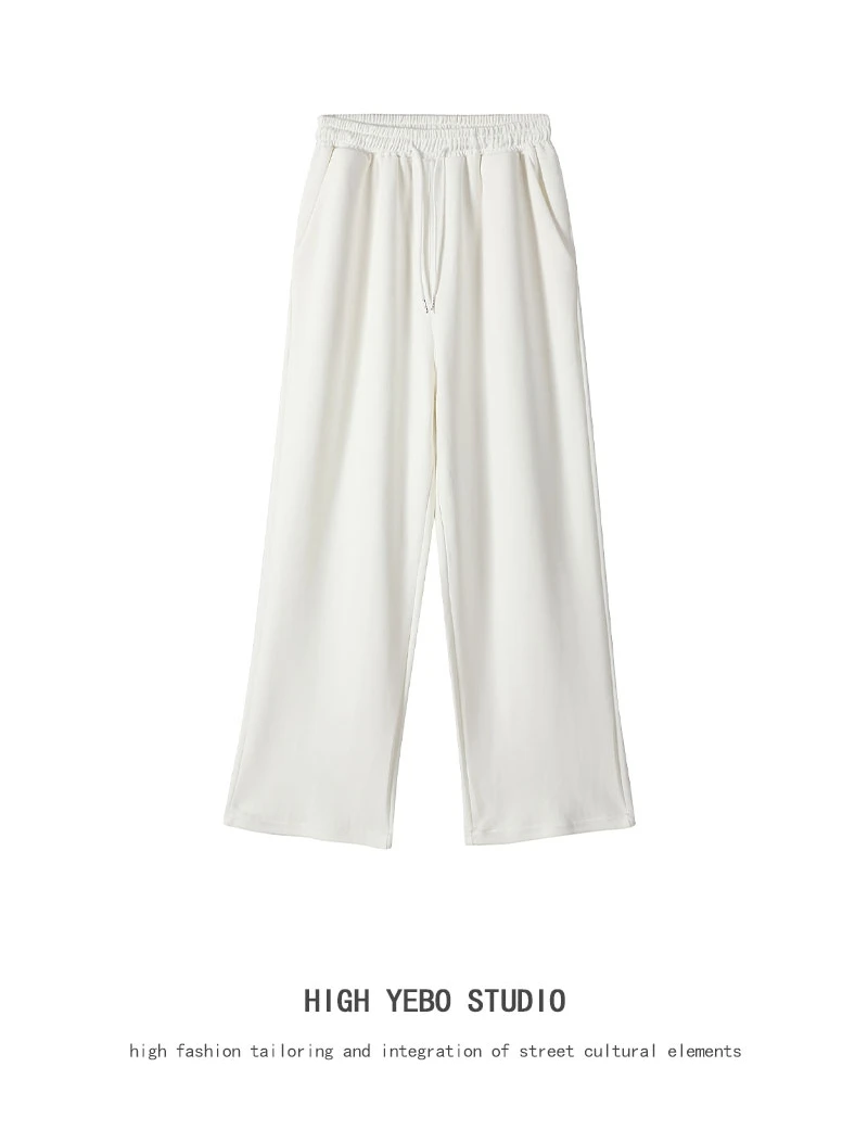 

White Wide Leg Loose Straight Casual Pants Unisex Sporty Sweatpants Versatile Comfortable Cotton Trousers for Men And Women