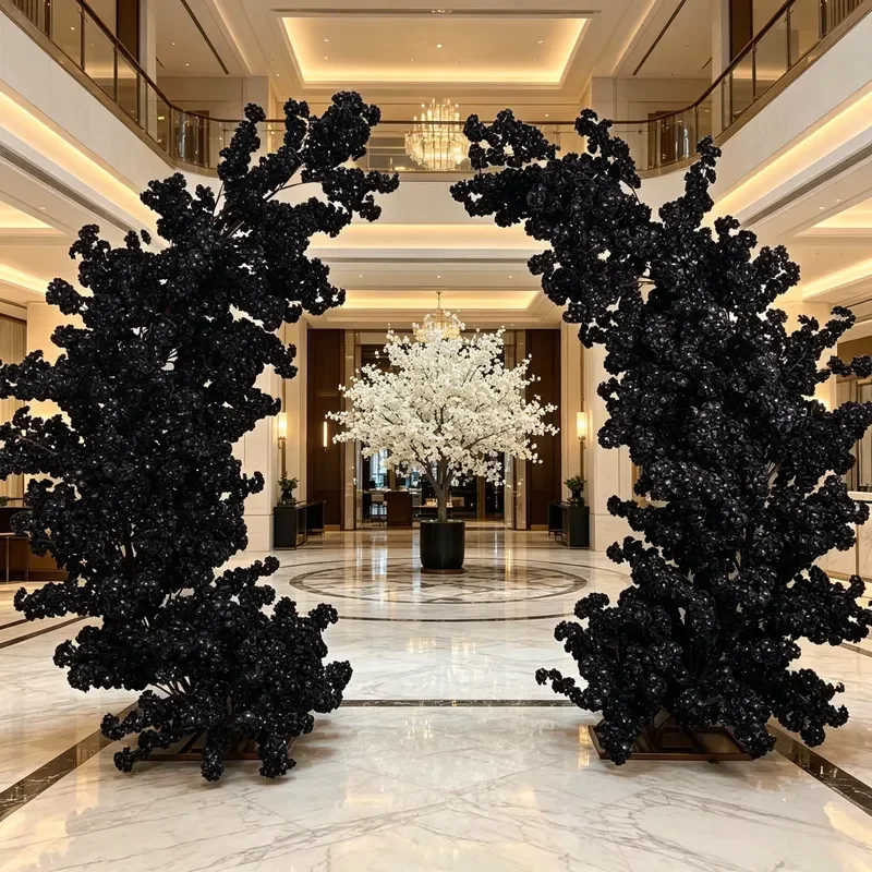 Eco Friendly Handmade Silk Artificial Flower Arch Royal Black Cherry Decoration for Wedding Event Graduation Celebration