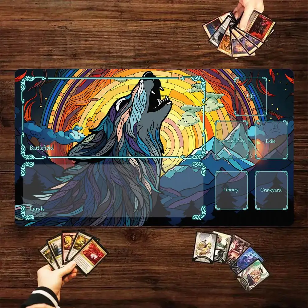 

Magic Playmat Card Gaming Mat with zone Wolf theme anime mtg playmat gathering gaming mats Commander Battle playmat magic rug