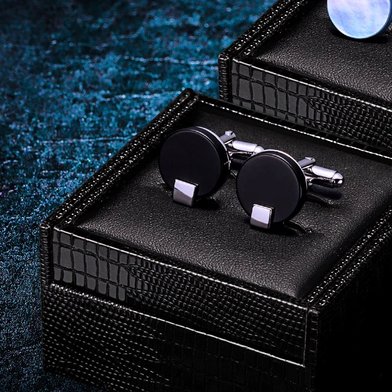 KFLK Jewelry shirt cufflink for mens Brand Black Cuff link Wholesale Button High Quality Round Luxury Wedding Male guests