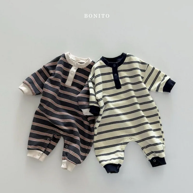 INS Baby Jungen Strampler RAISE Herbst 6-24M Kinder Jungen Gestreifter Overall Locker Lässiger Kleinkind Neugeborenen Jungen Einteiler Bodysuit – Detail 2