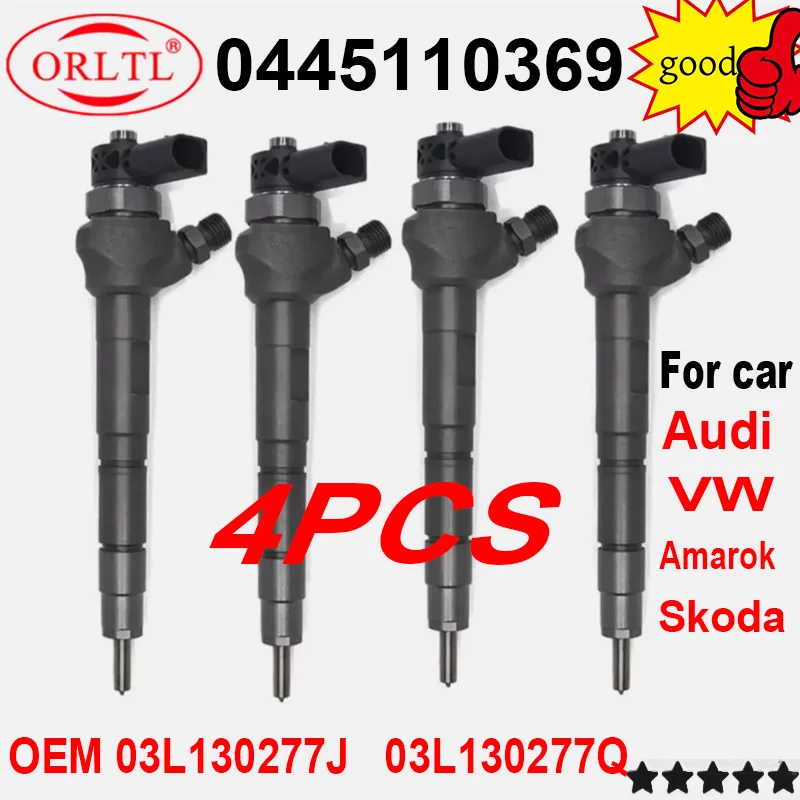 

4PCS 0445110369 Common Rail Diesel Injector 0 445 110 369 03L130277J 03L130277Q For Diesel Volkswagen AMAROK 2.0/CADDY/GOLF