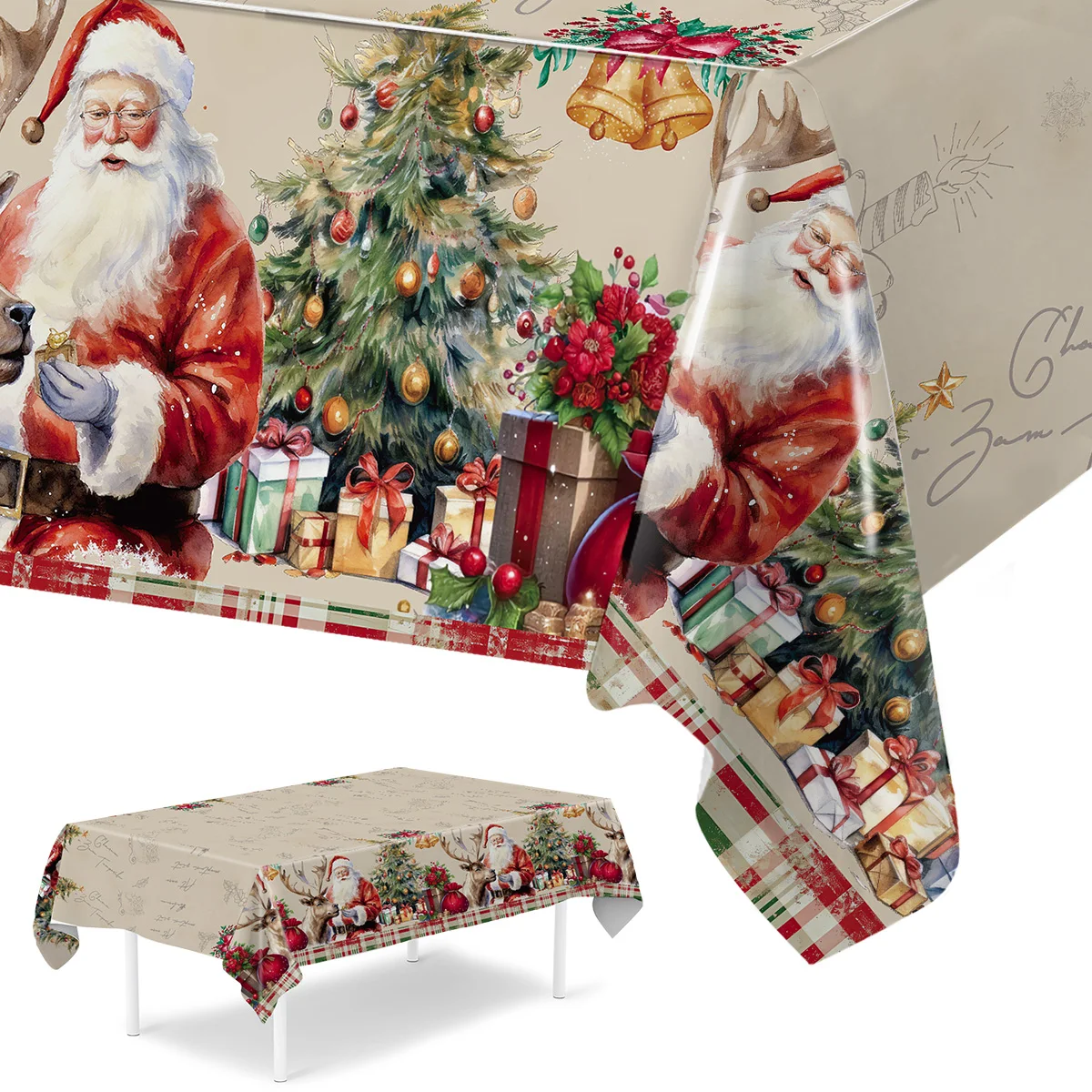 Christmas Santa Claus Tablecloth Merry Christmas Decorations For Home 2025 Navidad Noel Xmas Table Cover Happy New Year Gifts