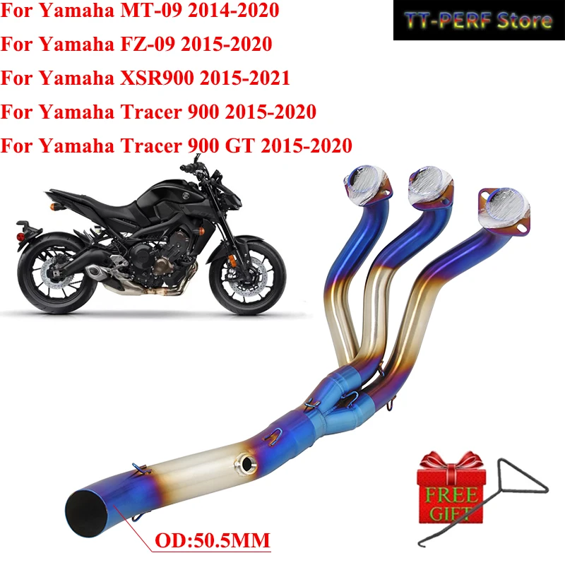 

Слипоны для Yamaha MT-09 FJ09 MT09 TRACER 900 GT 2015 - 2021 системы выхлопных газов мотоцикла изменить переднюю звеньевую трубу 51 мм