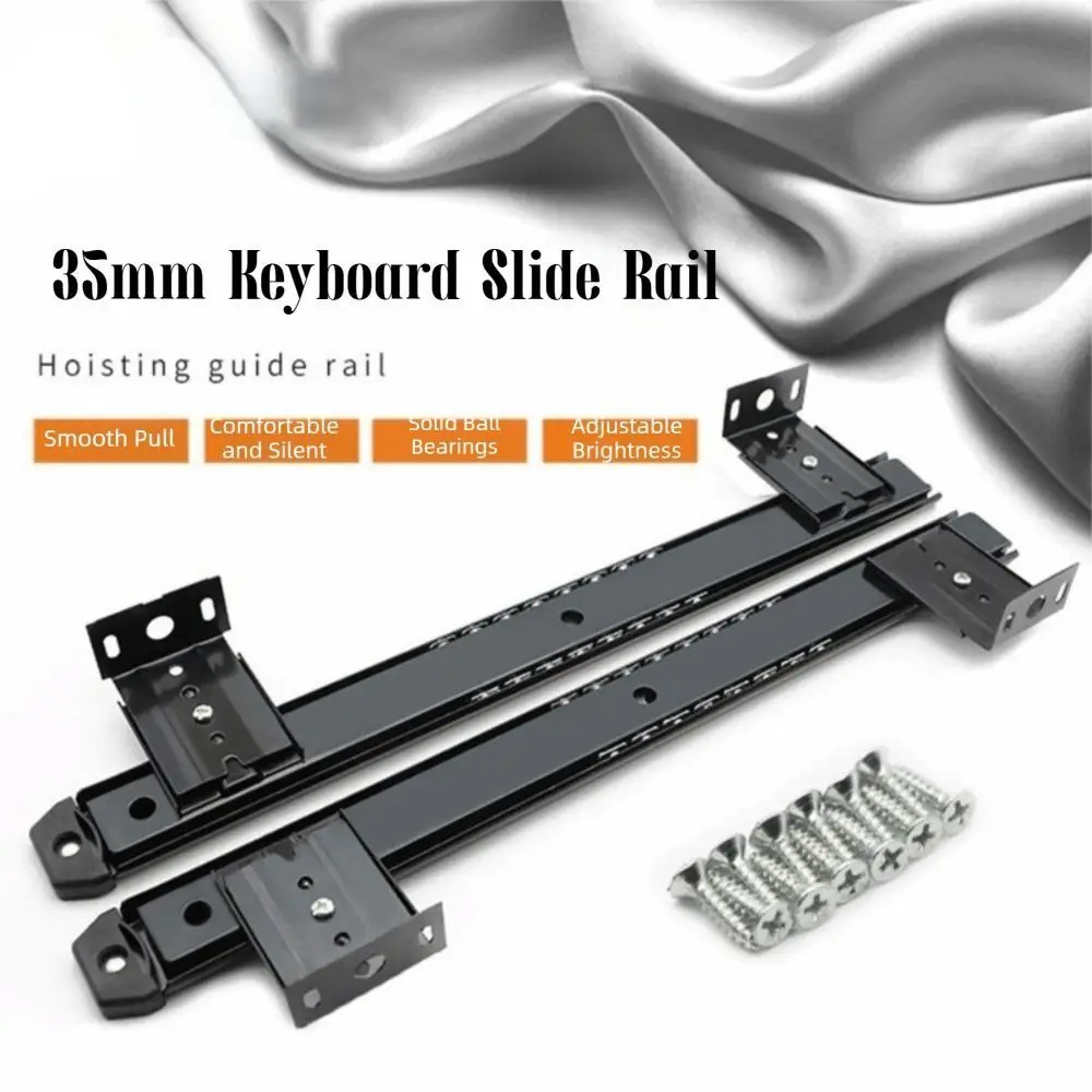 2PCS Ball Bearing Drawer Runners Full Extension Low-Noise Drawer Slide Rail Adjustable Side Mounting Pull Out Tray