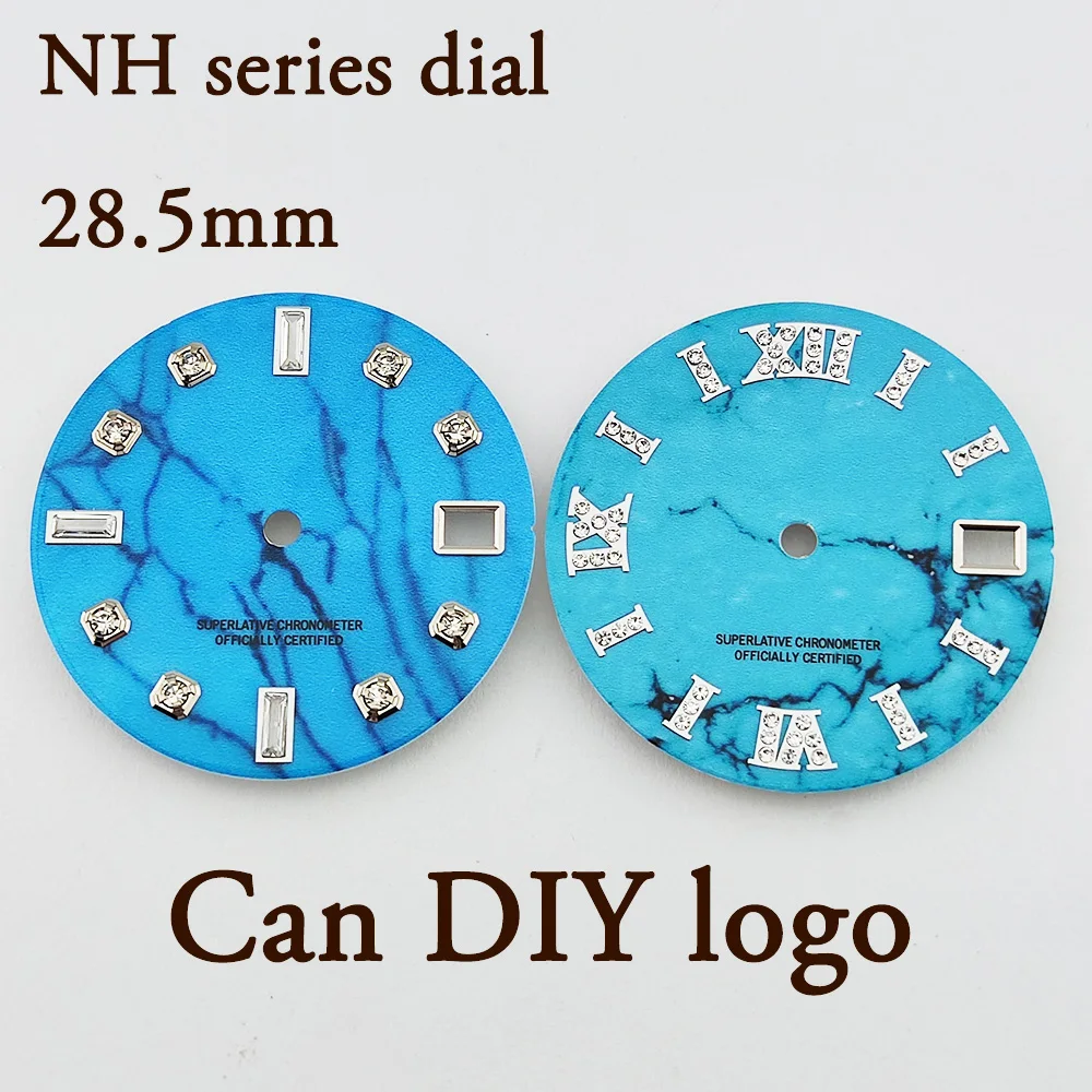 28.5mm watch dial Steel NH series 35 dial suitable for NH series 34/35/36 Movement Men's watch Replacement accessories