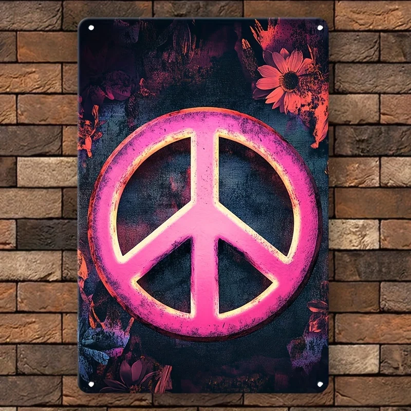 

Contemporary Aluminum Peace Sign Wall Hanging Decorative Plaque - Multipurpose, Theme Oriented Decor for Living Room, Home