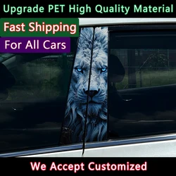 2Pieces Blue eyes Lion Auto B- pillar Car Center Column Halloween Decoration Stickers Cover Decal Car Accessorie