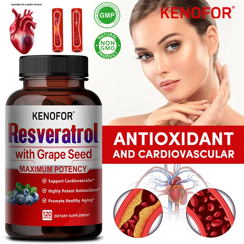 Resveratrol Antioxidant Supplement - Supports Cardiovascular Health Increases Energy and Endurance Blocks Free Radical Damage