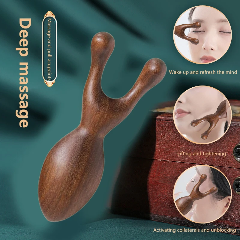 Ant-shaped Wooden Nose Massager Sandalwood Promote Blood Circulation Nose Scraping Tool Face Tendon Stick Meridian Massage