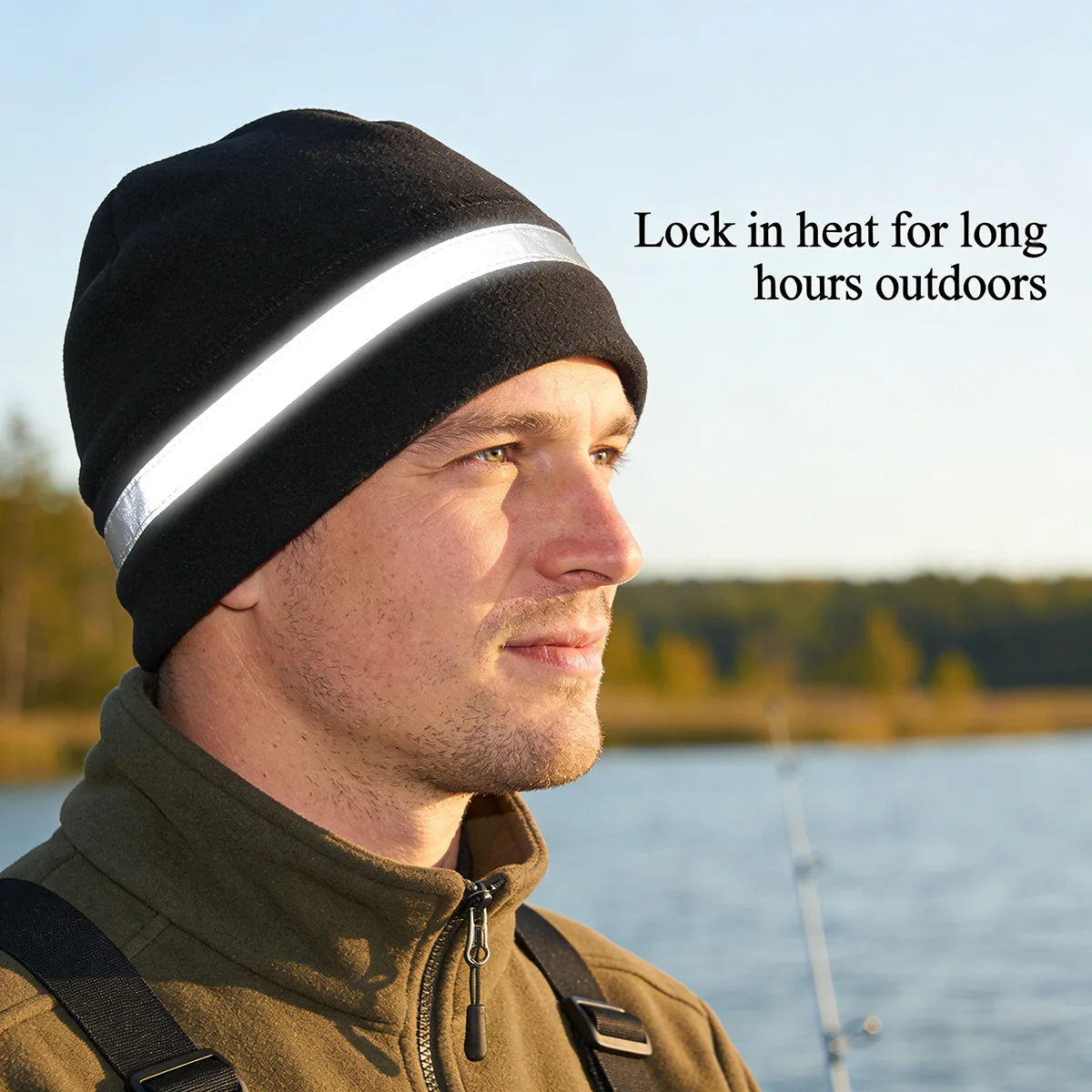 

Fleece Hat with Reflective Strips Ear Protected Warm Hat for Cycling Ski Night Running