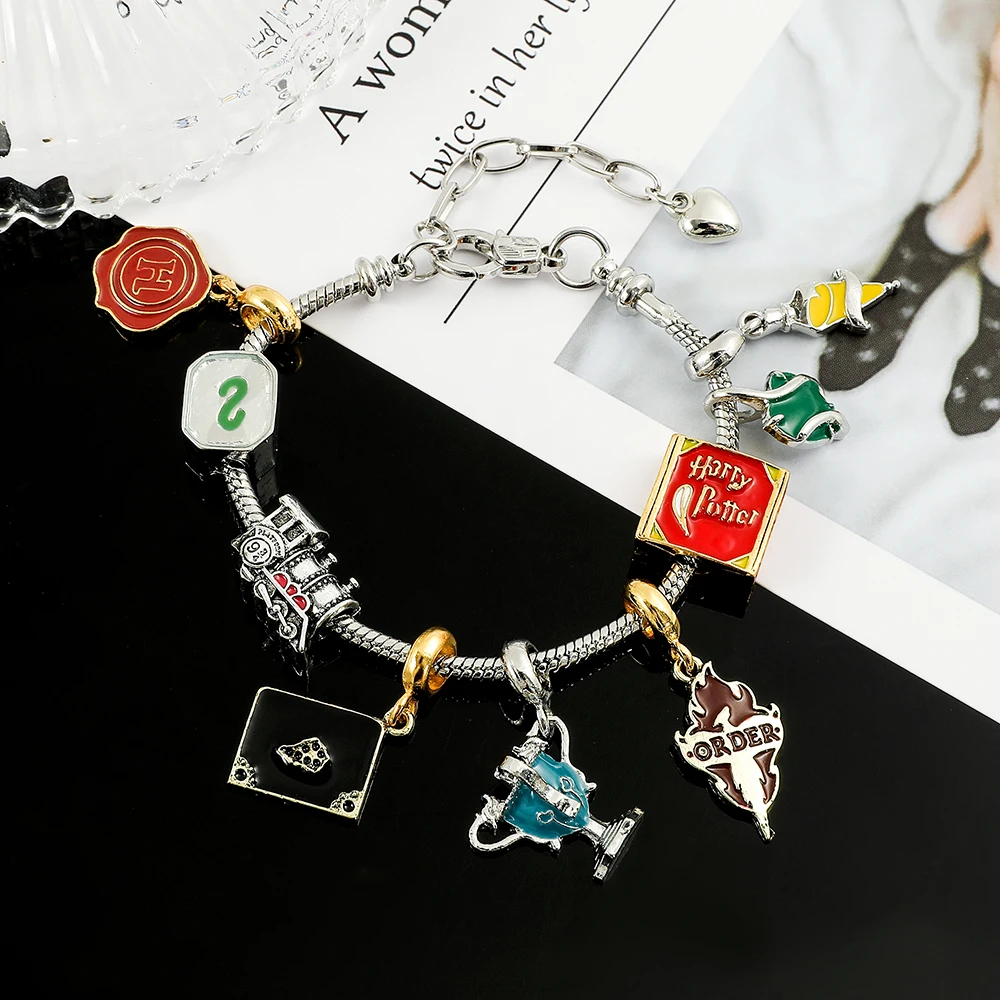 Movie-themed Slytherin House bracelet accessories, surprise magical bracelet charms view 2