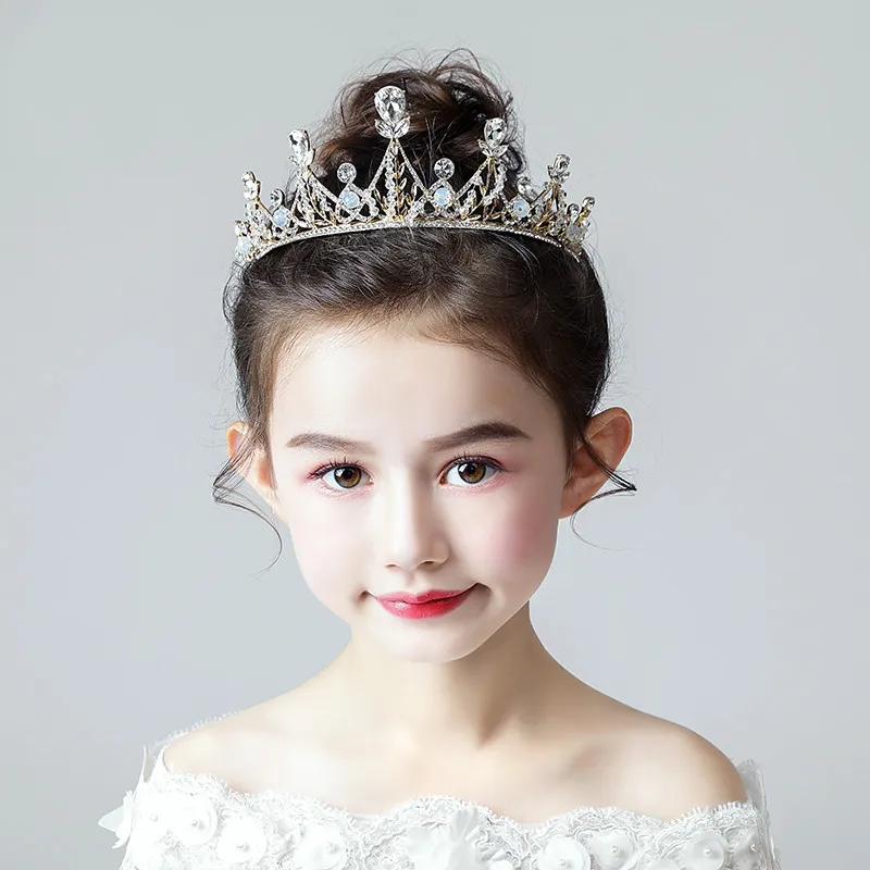 

New Zircon Girls Children Tiaras Crowns Bridal Wedding Hair Accessories Bridal Hair Party Jewelry Gifts High-Quality