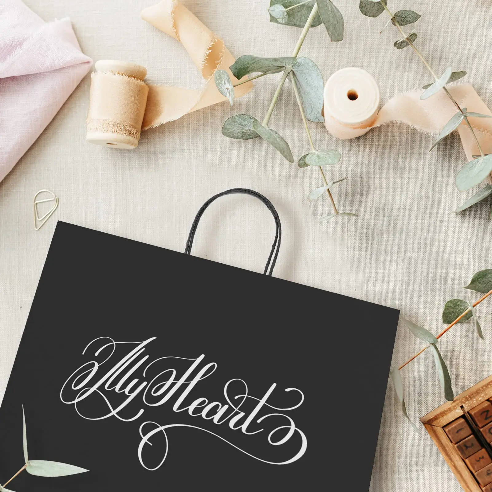 20 Stück Kraftpapiertüten mit Griffen, Party-Geschenktüten für kleine Unternehmen, Einkaufstüten, Party-Geschenktüten – Detail 5