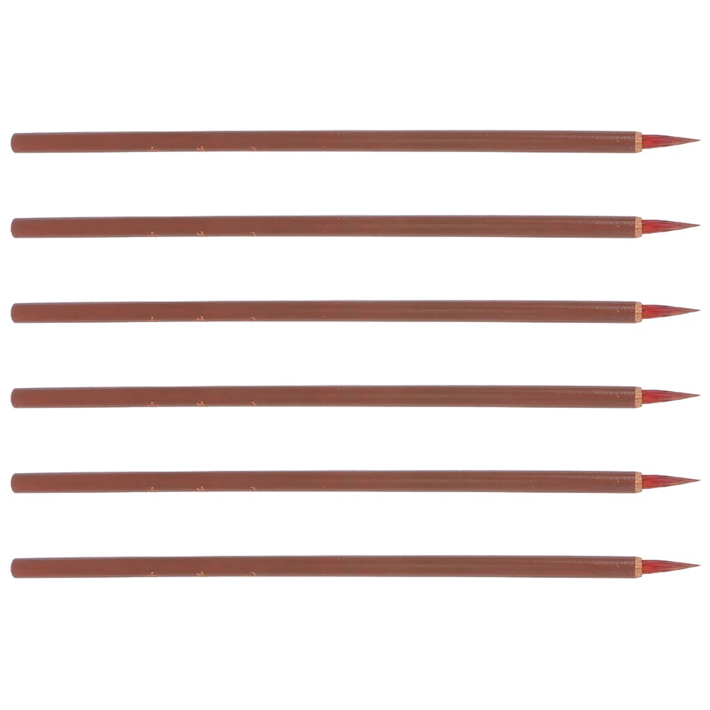 6 Pcs Writing Brush Paintbrushes Portable for Acrylic Painting Calligraphy Accessory Miniature Stroke Wood Student Child Supply