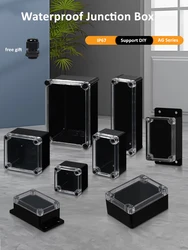 IP67 Waterproof Black Enclosure Project Case For Switches Support To Drill Holes With Transparent Visible Cover ABS Plastic Box