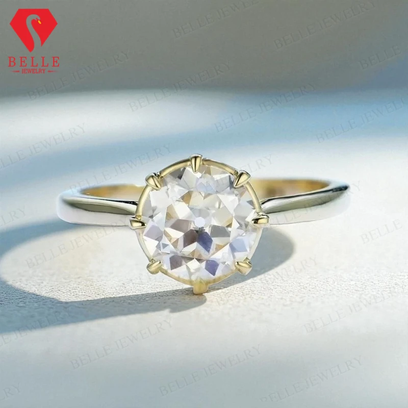 

Exquisite Round Moissanite Ring Yellow Gold Solitaire Luxury Ring for Women Ideal for Engagement Wedding and Christmas Gifts