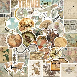 50Pcs Travel The Map Stickers Children's Diy Computer Luggage Waterproof Decoration Student Sticker Stationery