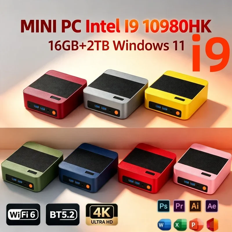 Intel I9-10980HK Portable Mini Computer Windows 11 16GB DDR4 RAM Choice 2TB SSD WiFi6 Mini Gaming Desktop PC For Office Gaming