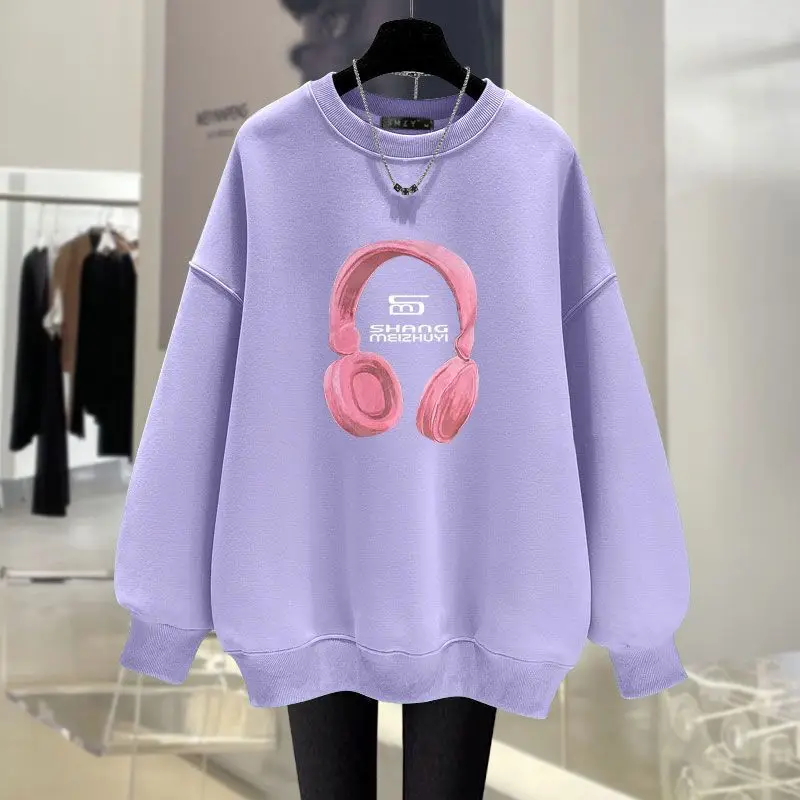 Autumn Winter Fashion Cartoon Printed Long Sleeve Sweatshirts Women Clothing Vintage Cotton Top Pullovers Casual Loose Hoodies