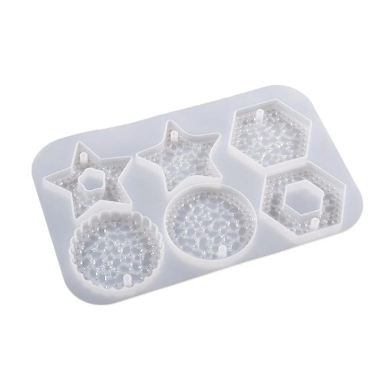 N7MF Silicone Keychain Mold Pendant Epoxy Casting Mold with Hole DIY Diamond Pattern