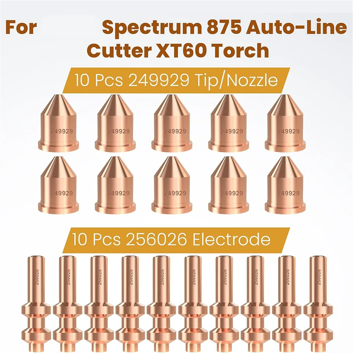 HOT 20 Pcs Electrode 256026 Tip 249929 for -Spectrum 875 Auto-Line Cutter XT60 Torch Consumables Cutter Tips