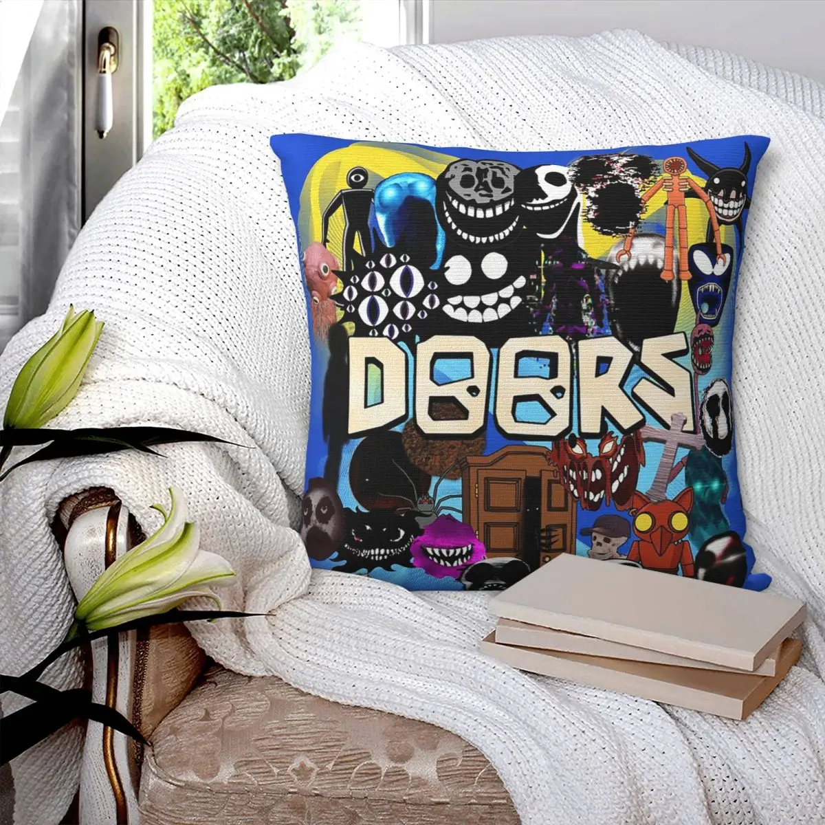 Doors All The Entities New Doors Game Update Square Pillowcase Pillow Cover Cushion Comfort Throw Pillow for Home Living Room