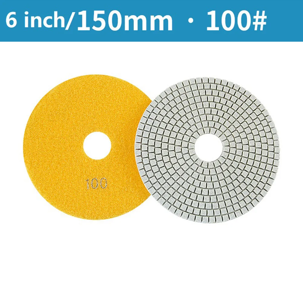 1pcs 150mm Dry Wet Diamond Polishing Pad Grinding Disc For Granite Marble Stone 30/50/100/150/300/500/800/1000/2000/3000 Grit