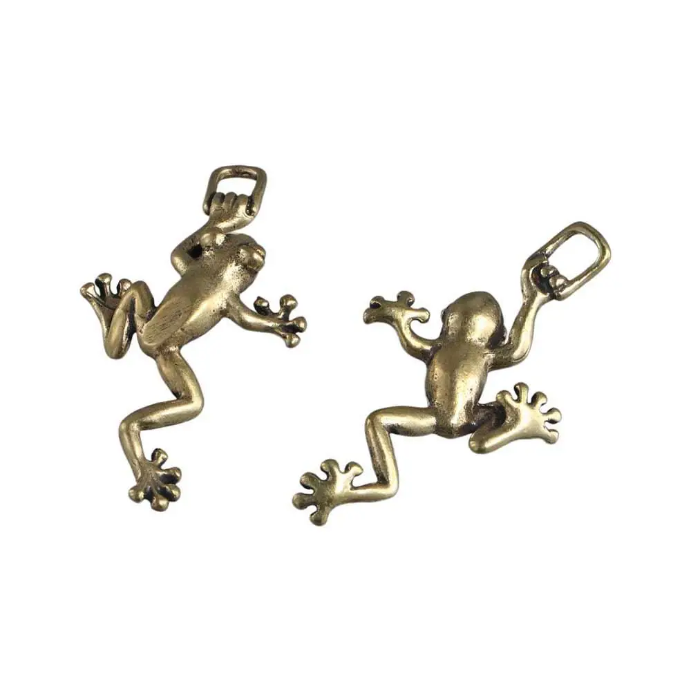 Personality Small Leaping Frog Statue Solid Brass Frog Simulation Insects Handicrafts Animal Keychain Pendant Car Keychain