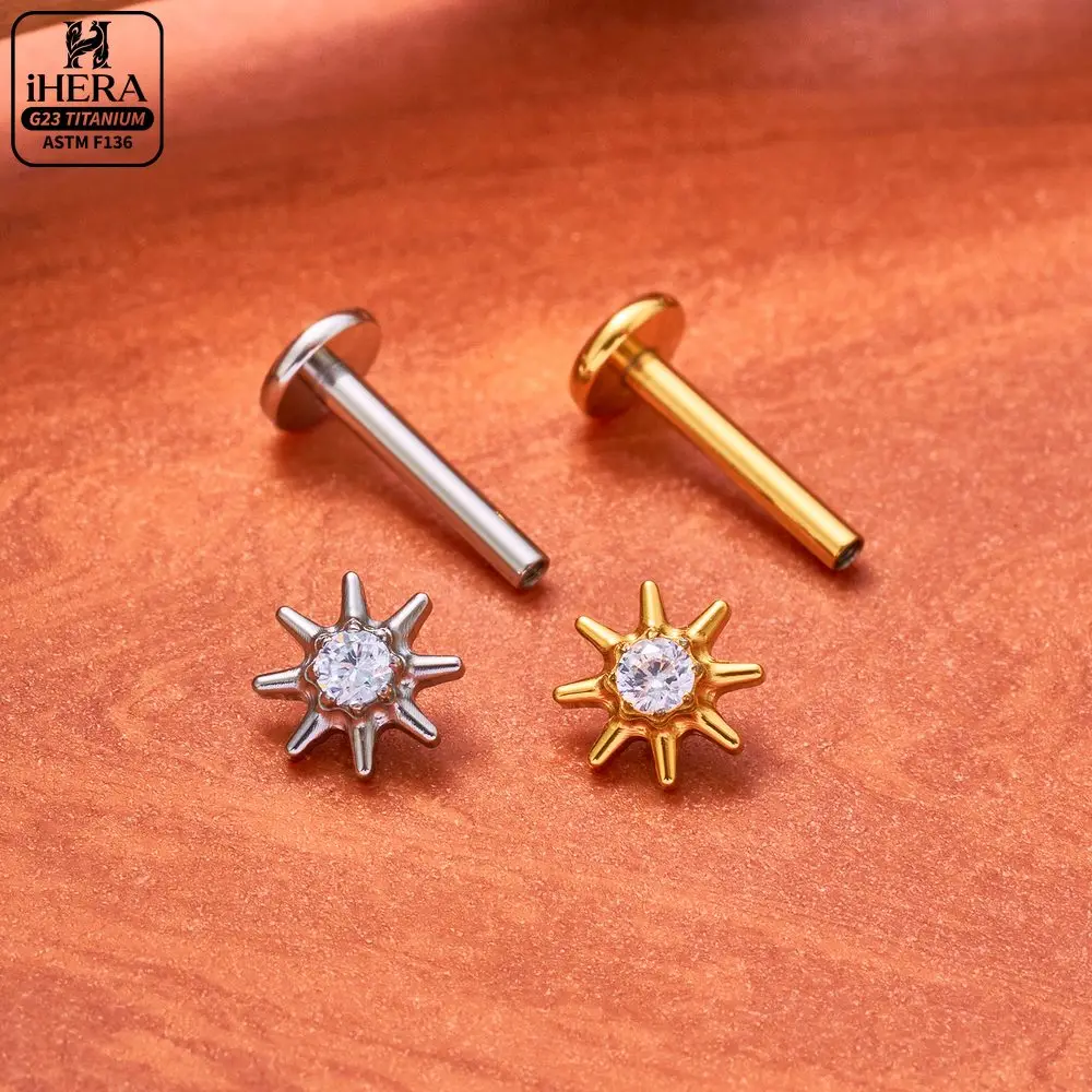 ASTM F136 Titan Piratenschädel Flachrück-Ohrpiercing Funkelnder CZ Seestern Halbmond Schlange Engel Labret Helix Tragus Schmuck – Detail 29
