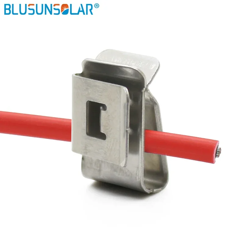 10pcs/lot  2 x 4mm SUS 304 Stainless Steel material 2 rail PV cable clips , solar cable clamp wire holder