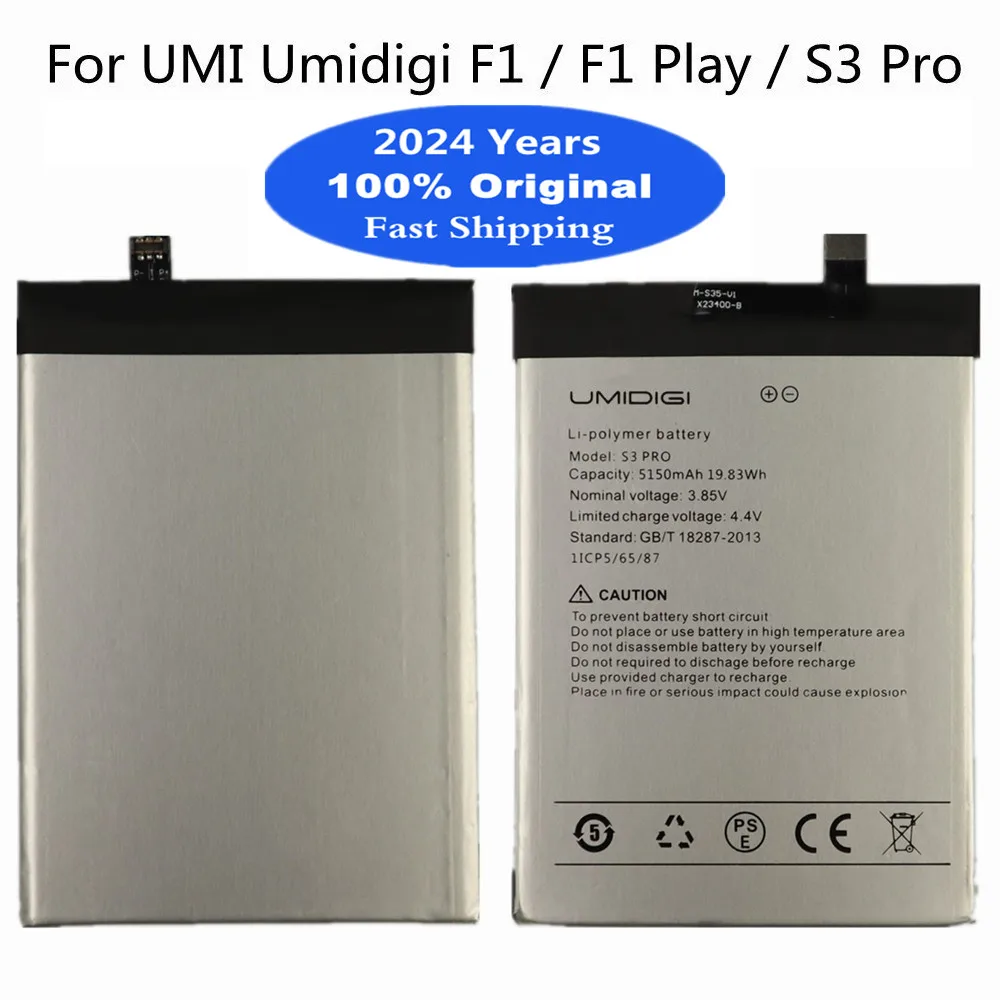 

2024 Years New Original Battery For UMI Umidigi F1 Play S3 Pro Battery 5150mAh Hight Capacity Replacement Batteries