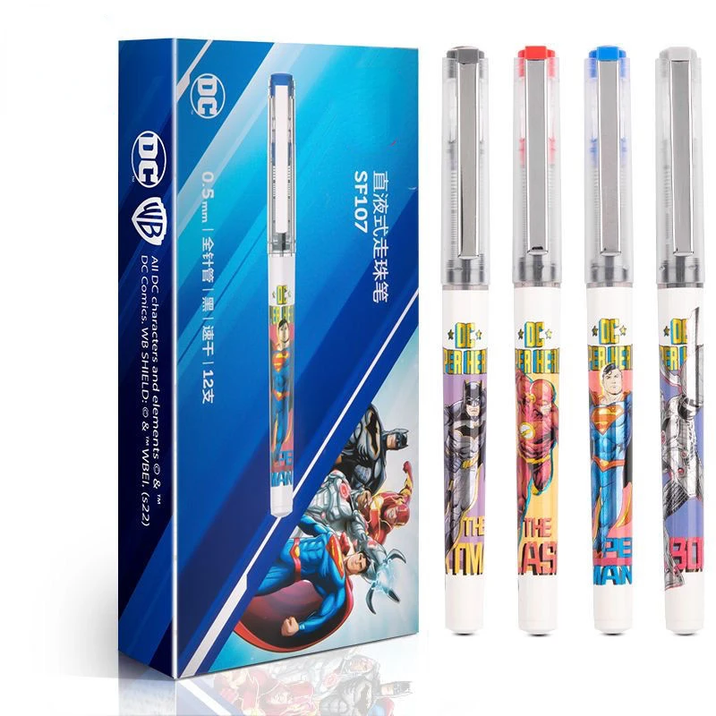 Avengers anime peripheral Spider-Man Spider-Man cartoon pattern straight liquid ball pen 0.5mm full needle tube cool student pen