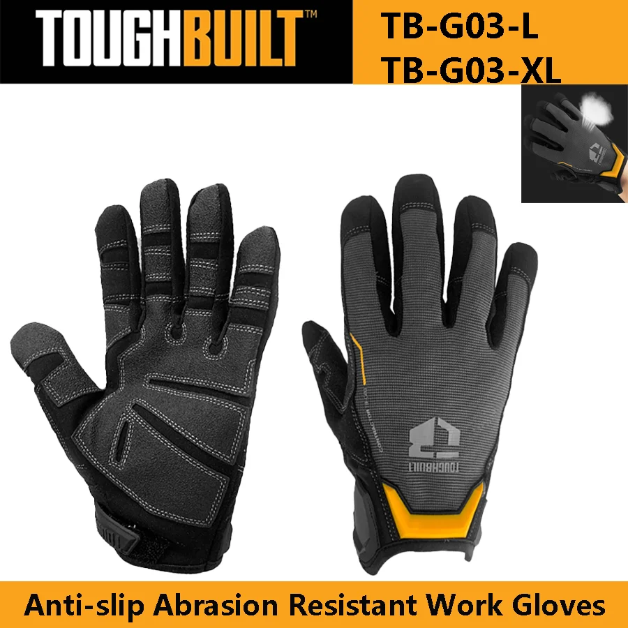 TOUGHBUILT TB-G03-L / TB-G03-XL  Anti-slip Gloves Microfiber Abrasion Resistant Work Gloves Hand Protection Power Tool Accessory