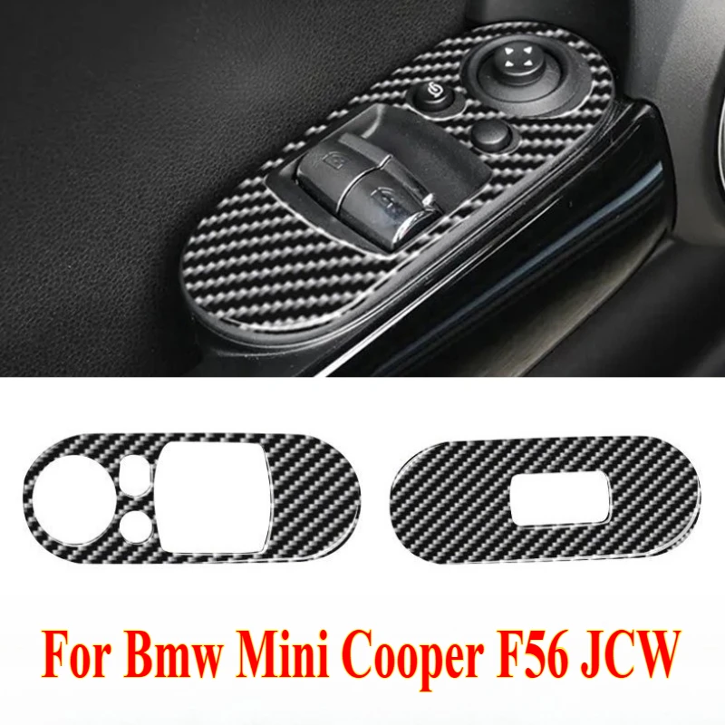 

2PCS Carbon Fiber for Bmw Mini Cooper F56 JCW Accessories Car Door Window Lifter Switch Control Panel Cover Stickers Decal Trim