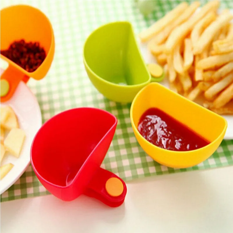 Dip Clip Bowl Dipping Bowl Sauce Holder Assorted Clip Container Dish Plate Tomato Sauce Vinegar Kitchen Gadgets Condiment Tray