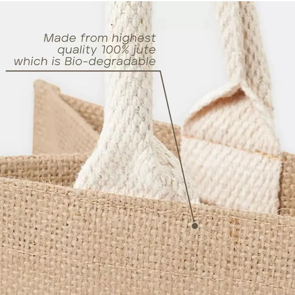 Burlap Eco Shopping Bags Vintage Jute Tote Bag Large Capacity Beach Bag Fashion Chest Pattern Reusable Grocery Handbag