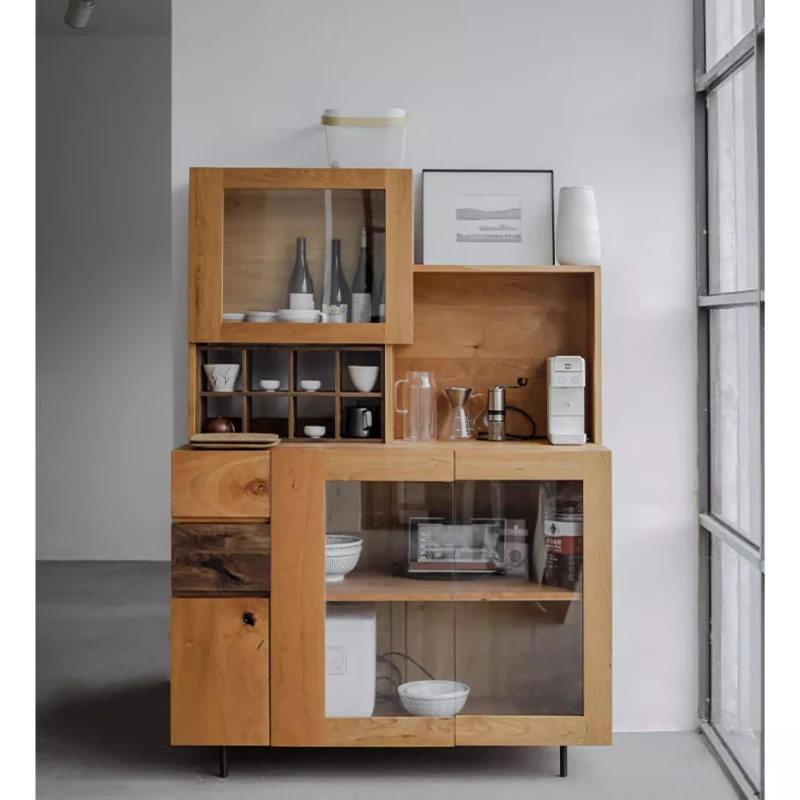 

Small villa dining side cabinet Tea cabinet Multifunctional creative coffee side cabinet Modern simple solid wood storage