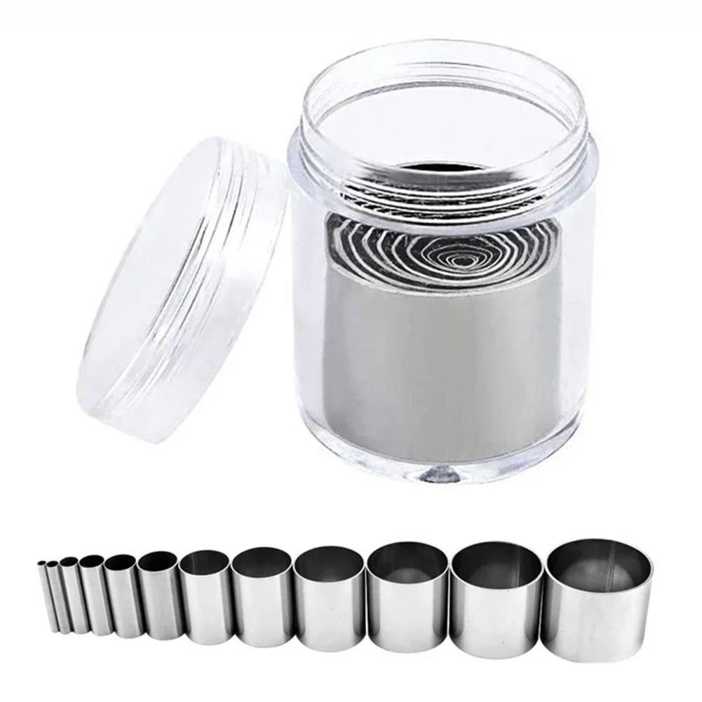 12Pcs /Set Hole Hollow Punch Cutter Set With Storage Case Silver Stainless Steel Cutter Molds Circle Clay Cutters DIY  Moulds