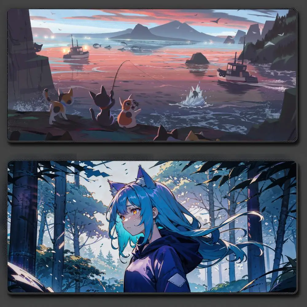 

Коврик для компьютерной мыши с милым котом, большой противоскользящий резиновый игровой коврик для мыши, прочный настольный коврик с толстым краем шва, подходит для офиса и гами