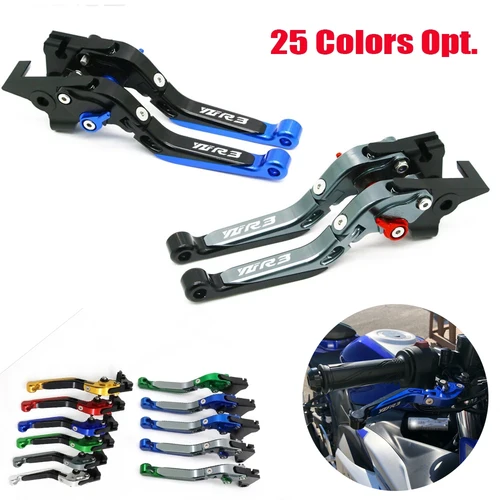 Imagen 1 del producto Accesorios para motocicleta, empuñaduras de manillar, palanca de embrague de freno ajustable extensible plegable YZF-R3 para Yamaha YZF R3 YZFR3 2015-2023