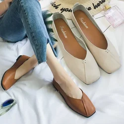 2024 Spring Summer New Korean Version Square Toe Flat Shoes Women's Fashion Casual Shoe Shallow Mouth Luxury Women Loafers