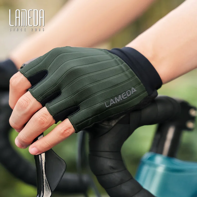 LAMEDA Cycling Gloves Half Finger Spring Summer Men Women Quick Drying Shockproof Breathable Short Finger Gloves