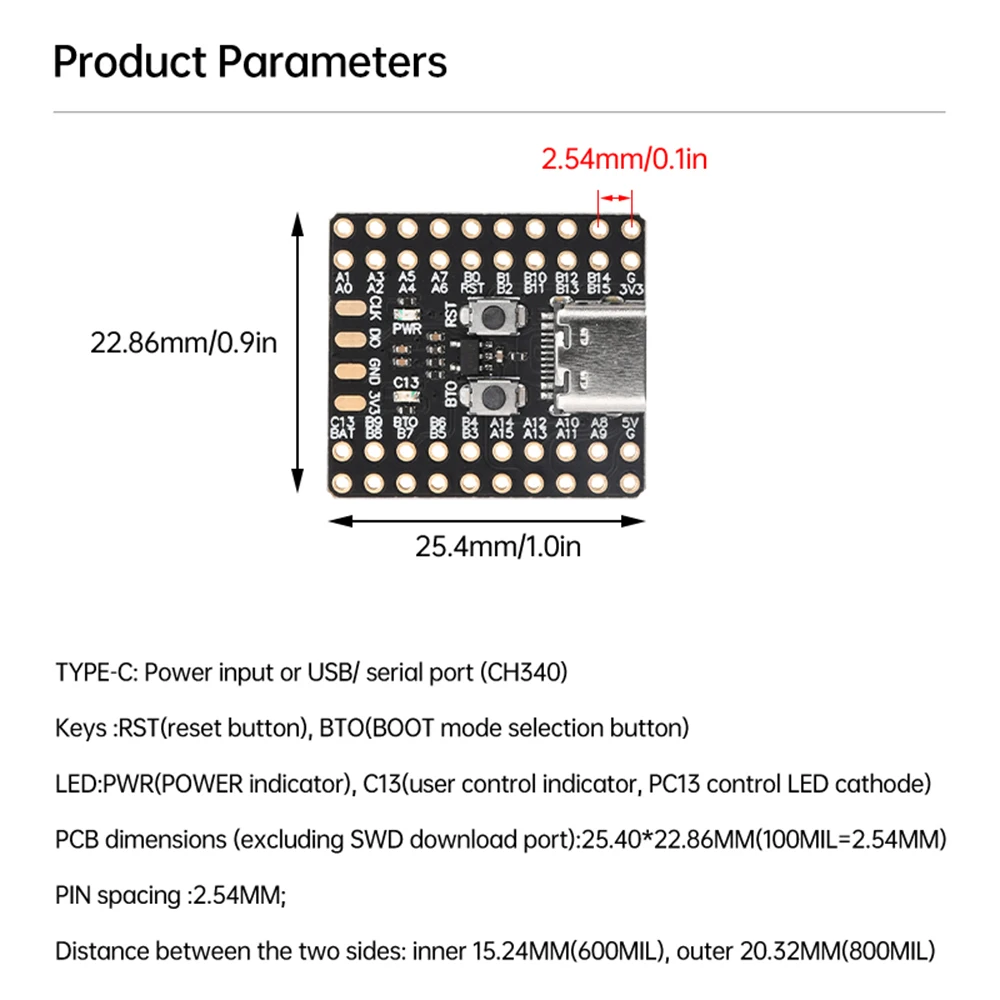 STM32F103C6T6A STM32F103C8T6 CH32V103C8T6 Development Board ARM Architecture System Board Microcontroller Type-C Interface