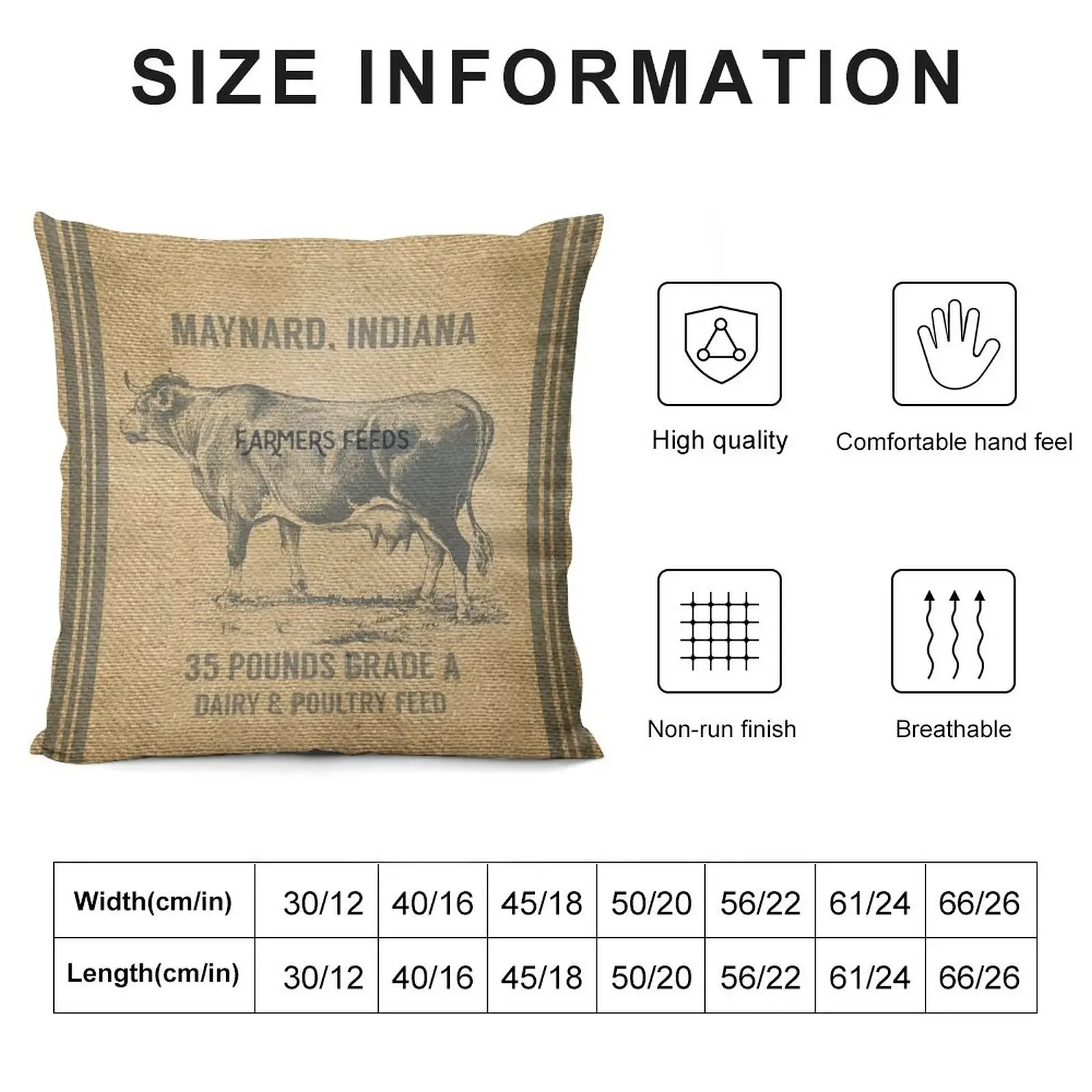 Burlap Vintage Like Dairy Feed Sack Throw Pillow Pillow Case Christmas Sofa Cushion Cover pillow